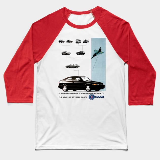 SAAB 900 - advert Baseball T-Shirt by Throwback Motors